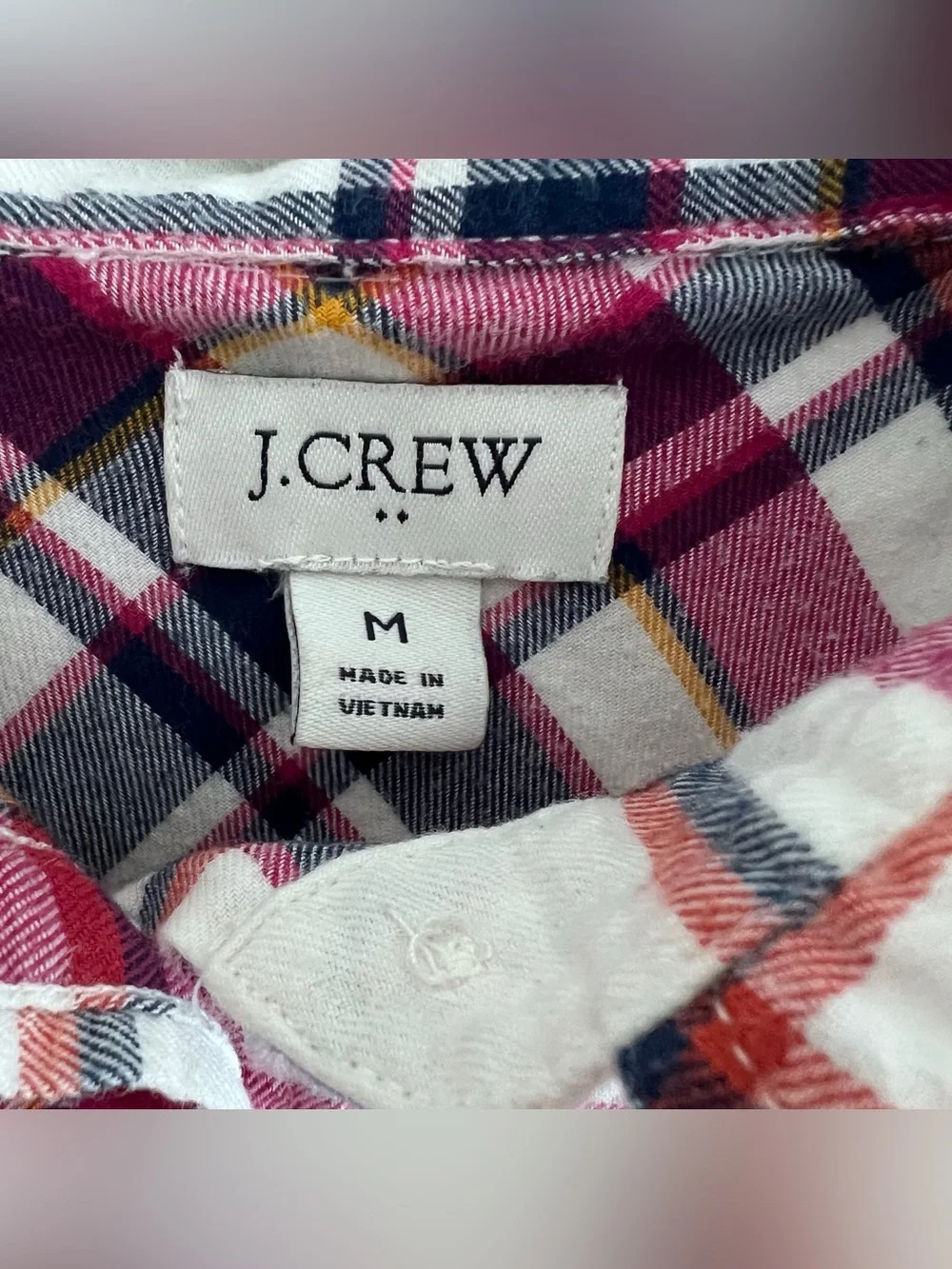 J. Crew White Plaid Button-Down Shirt with Pink & Blue